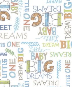 Flanell Playful Cuties by 3 Wishes Fabric Big Baby Dream white