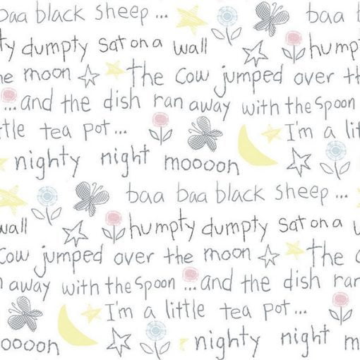 Flanell Playful Cuties by 3 Wishes Fabric white moon