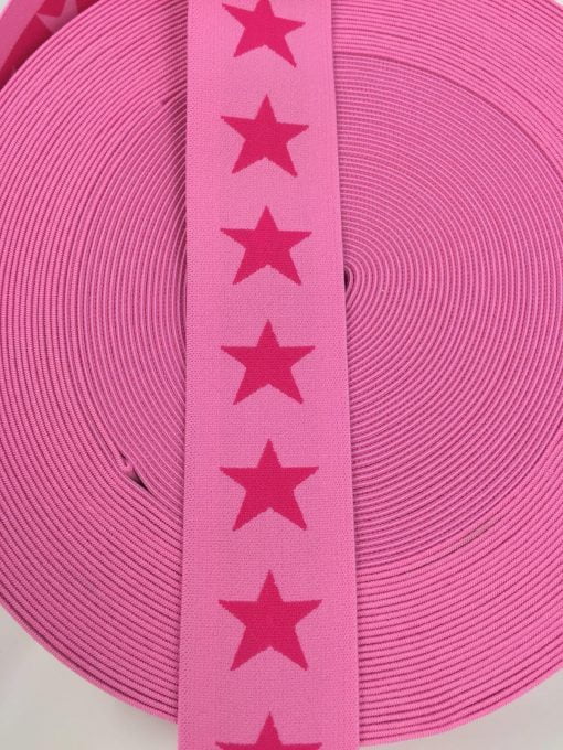 Gummiband Sterne pink auf rosa