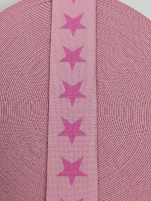 Gummiband Sterne pink auf zartrosa