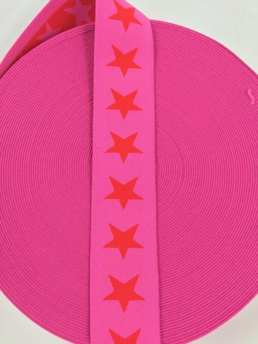 Gummiband Sterne rot auf pink