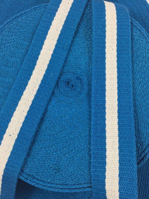Gurtband Baumwolle 40mm Streifen breit aqua