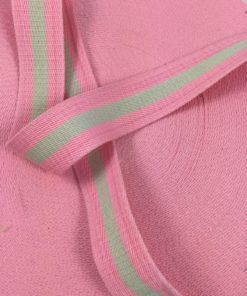 Gurtband Baumwolle 40mm Streifen breit rosa