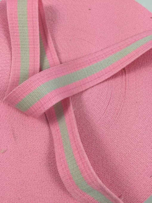 Gurtband Baumwolle 40mm Streifen breit rosa