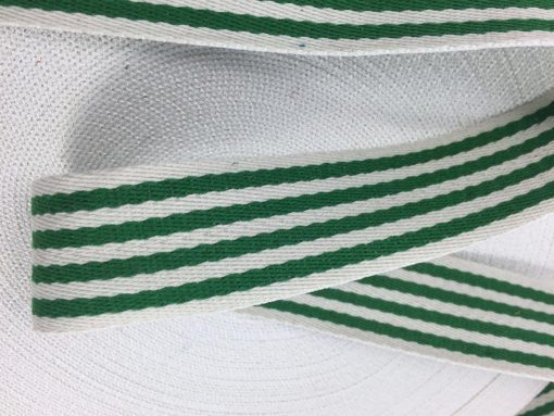 Gurtband Baumwolle 40mm Streifen grün