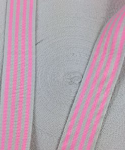 Gurtband Baumwolle 40mm Streifen rosa