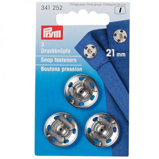 Prym Druckknöpfe, silber, Größe: 21 mm Ø, Inhalt: 3 Stück