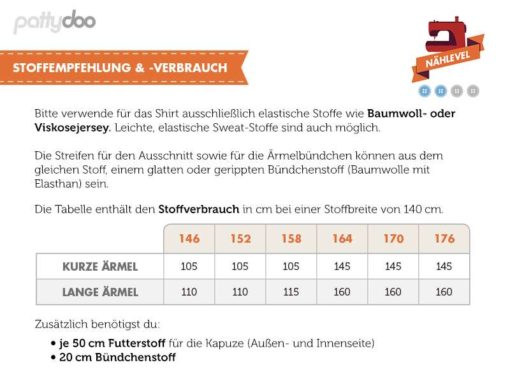 Schnittmuster Pattydoo Maxi Teenieshirt mit Raglanärmel Stoffstübli