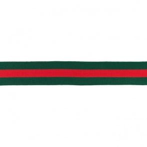 Retro Stripes Elastisch zum Aufnähen Flaschengrün-Rot