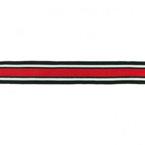 Retro Stripes Elastisch zum Aufnähen Schwarz-Weiss-Rot breit