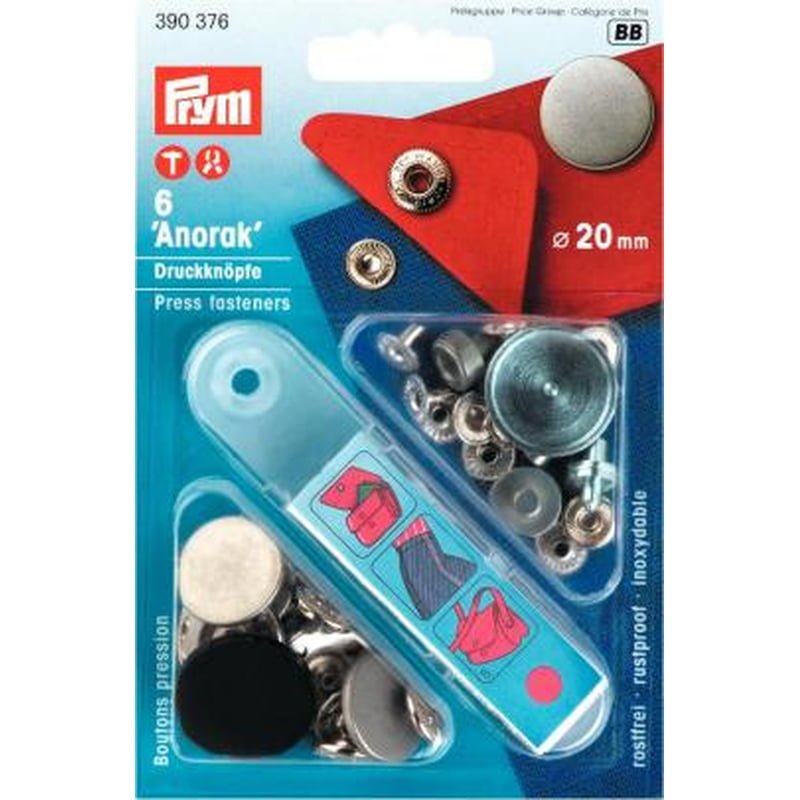 Prym Anorak Druckknopf Rostfrei Design flach silber 20mm