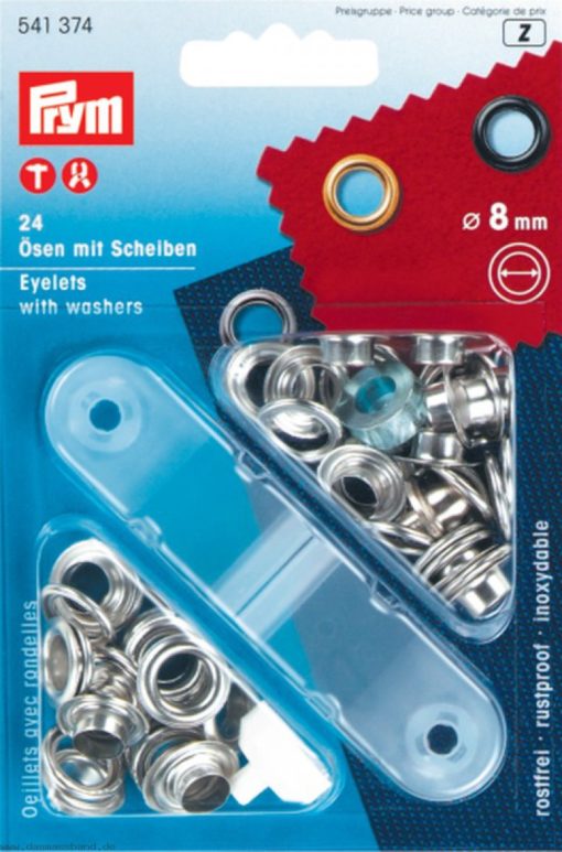 Prym Ösen und Scheiben MS 8,0 mm silberfarbig (24 Stück)