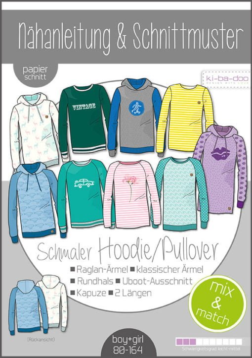 Schnittmuster Kibadoo Mix&Match Sweater/ Hoodie Kinder Stoffstübli