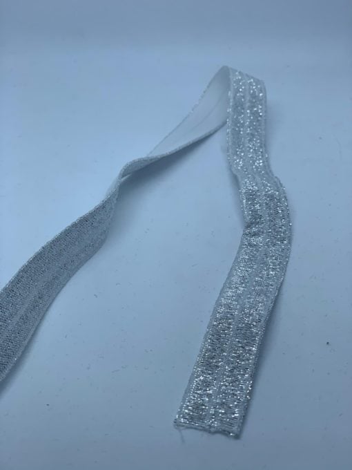 elastisches Einfassband weiss Glitzer