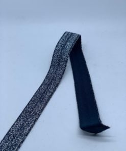 elastisches Einfassband dunkelblau Glitzer
