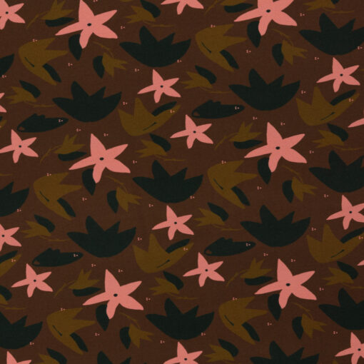Jersey Free Fallin Flowers brown by brinarina