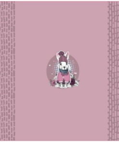 French Terry Panel Tiere mit Mütze rosa Stoffstübli