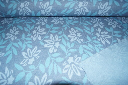 Jacquard Jersey Fleur bleu