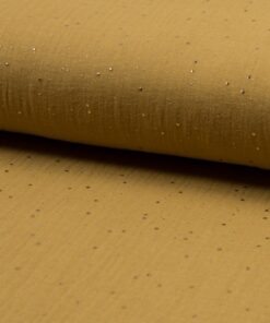 Baumwolle Nuscheli mit Gold Dots senf