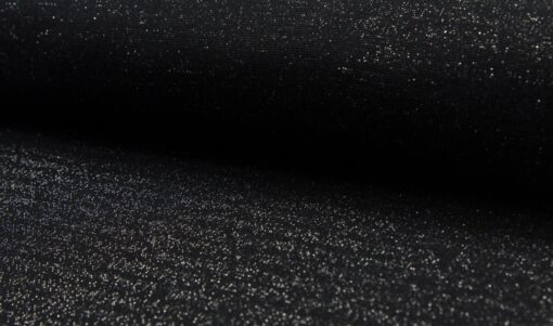 Bündchen glatt Schwarz mit Lurex Silber