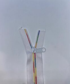 Endlos Reisverschluss Weiss Regenbogen 5mm