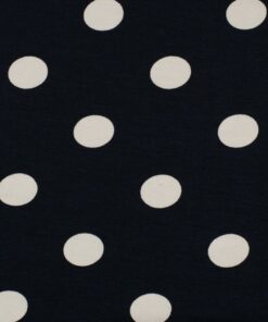 Viskose Jersey Big Dots Weiss auf Navy