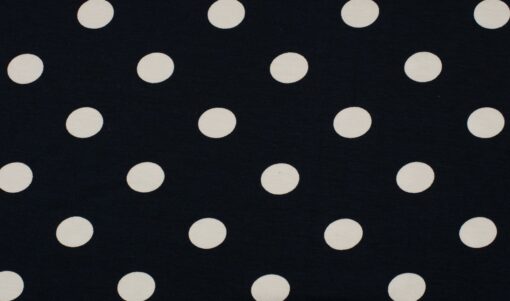 Viskose Jersey Big Dots Weiss auf Navy