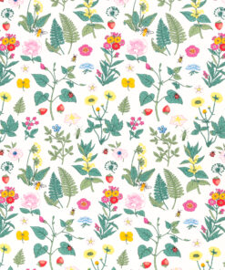 Jersey Swafing Vintage Botanical kleine Blume Weiss