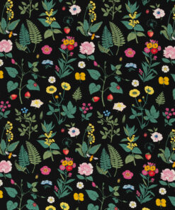 Jersey Swafing Vintage Botanical kleine Blume Schwarz