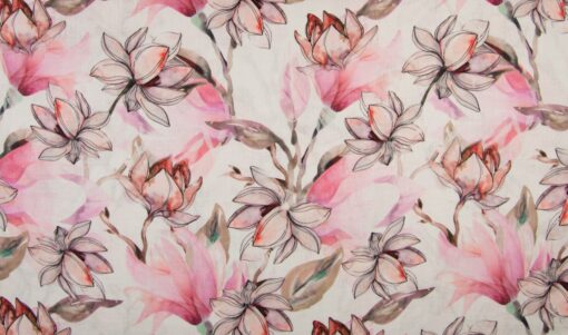 100% Leinen Floral Pink