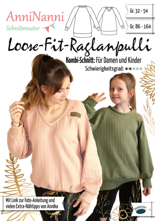 Schnittmuster Anninanni Loose- Fit Raglanpulli Stoffstübli