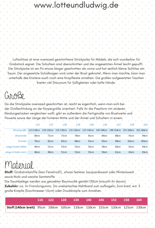 Schnittmuster Lotte und Ludwig Stoffstübli