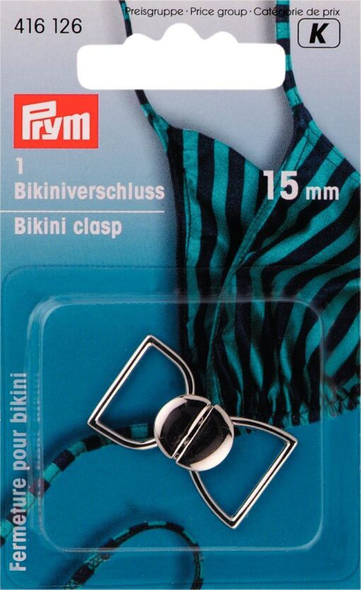 Prym Bikini- + Gürtelverschlüsse, silber 15 mm Stoffstübli