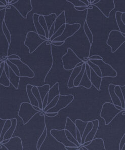 Modal French Terry Marvelous Line Art by Lycklig design Blume Jeansblau