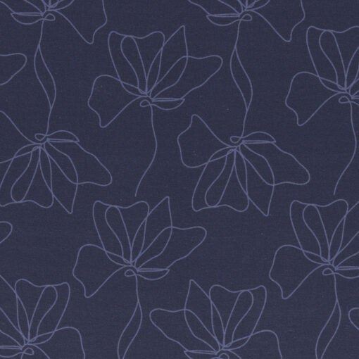 Modal French Terry Marvelous Line Art by Lycklig design Blume Jeansblau