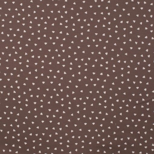 Jersey Herzchen weiss auf dusty Brown