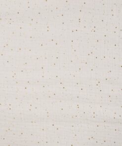 Baumwolle Nuscheli/ Musselin mit Gold Dots Ecru