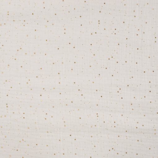 Baumwolle Nuscheli/ Musselin mit Gold Dots Ecru