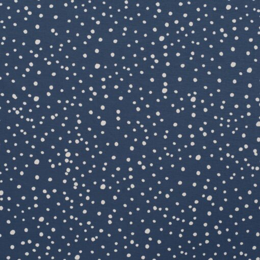 Jersey dots weiss auf denim