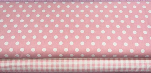 Baumwolle druck Kariert und Dots rosa