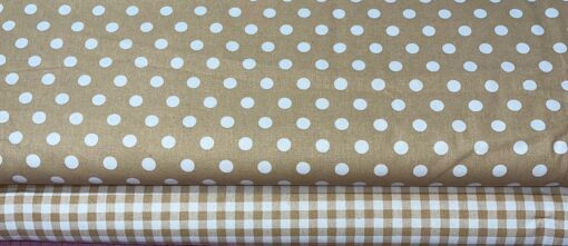 Baumwolle druck Dots und Kariert Beige