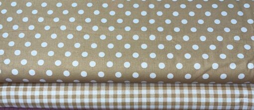 Baumwolle druck Dots und Kariert Beige