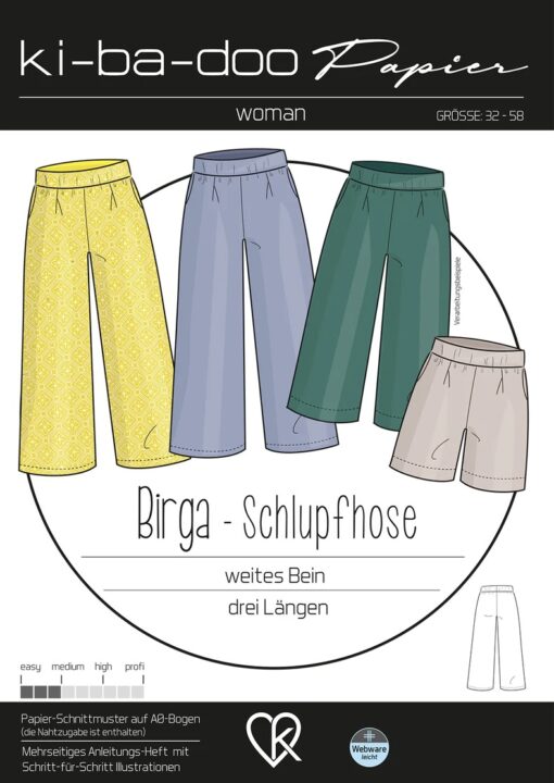Schnittmuster Kibadoo Birga Schlupfhose 32-58