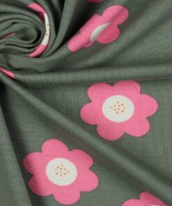 French Terry Big Flower Khaki