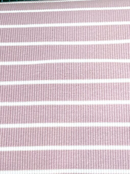 Rippjersey Rosa Weiss gestreift