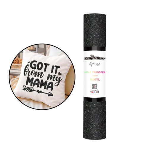3D Glitter Puff Flexfolie Black