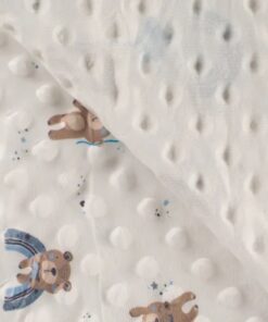 Minky Dots Bärli mit Regenbogen blau