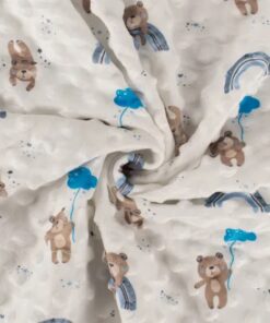 Minky Dots Bärli mit Regenbogen blau