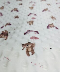 Minky Dots Bärli mit Regenbogen old rose