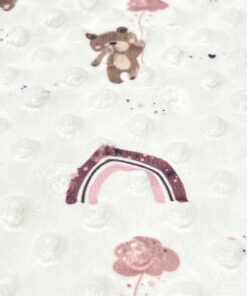 Minky Dots Bärli mit Regenbogen old rose